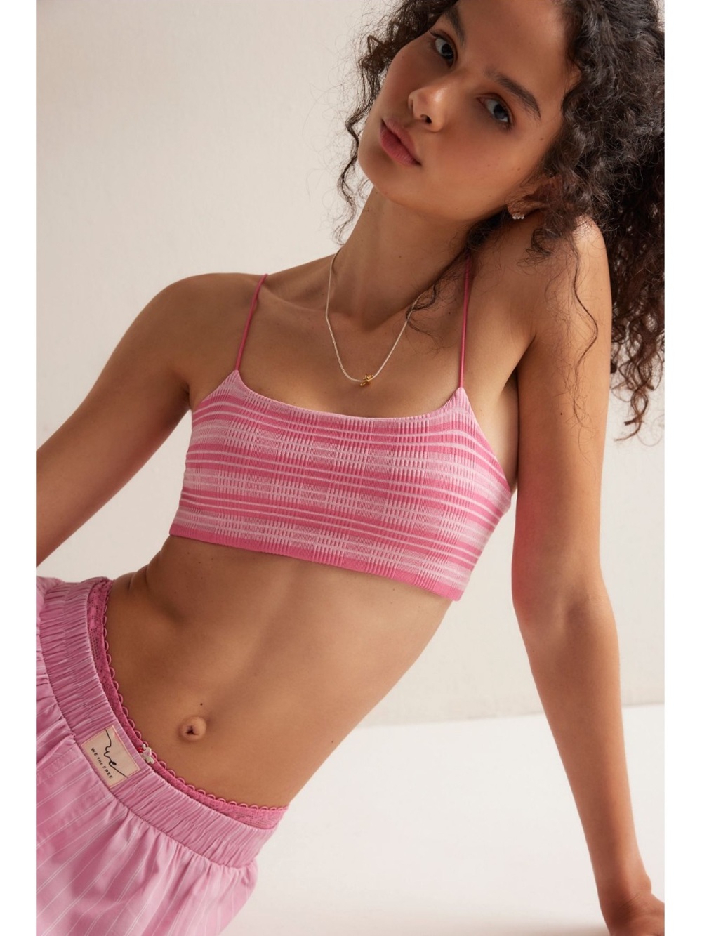 Free People Intimately Pastel Pink Seamless Ribbed Retro Bralette Ribbed Bandeau